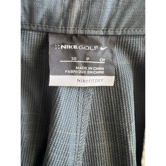 Nike Dri-fit Mens Blue Plaid Preppy Flat Front Chino Golf 10” Shorts Sz 30 - Picture 6 of 6